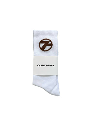 White Socks - brown logo